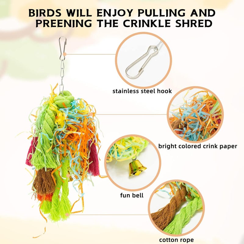 RLRICH Store 5PACK Colorful Shredder Bird Foraging & Hanging Toys, Comfy Perch Parrot Toy for Rope Bungee - Image 3